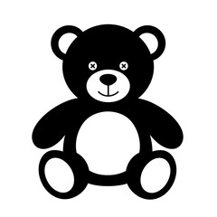 Cute black teddy bear icon with friendly face playful toy for children and gifts