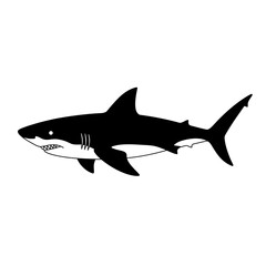 Bold silhouette of a great white shark in silhouette style majestic ocean predator aquatic wildlife