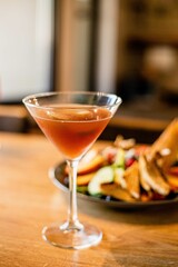 Cocktail on a modern restaurant table 