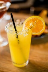 Fresh orange cocktail at a modern restaurant 
