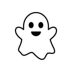 Cute friendly ghost outline graphic with happy face perfect for halloween and spooky designs