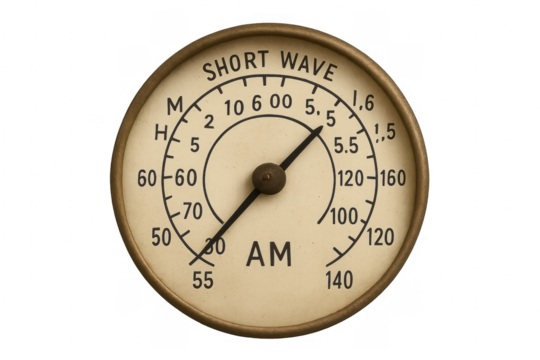 Vintage radio dial displaying short wave am frequencies