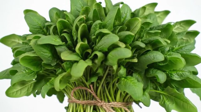 Fresh spinach bunch on white background healthy food concept