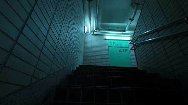 Tokyo Asakusa Underground Parking Staircase Ascend POV 4K Urban Walk