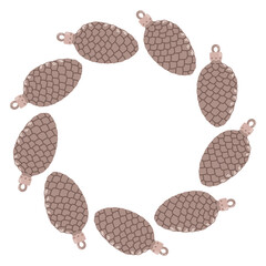 Simple festive round frame with Christmas decor. The simple vector design perfect for Christmas and New Year decorations or holiday greetings.