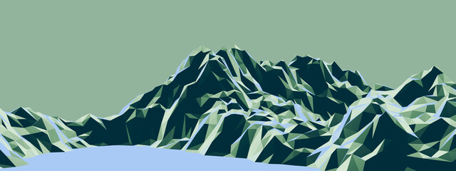 3D low polygon mountain. Low poly terrain.