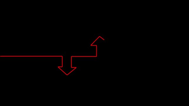 gallintg Continuous line drawing arrow up and down animation. Road sign animated video.