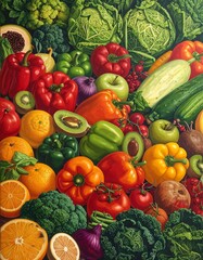 Vibrant Assortment of Fresh Fruits and Vegetables for Healthy Eating.