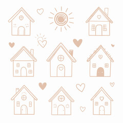World Children’s Day Adorable house illustrations with hearts, sun, and love for children