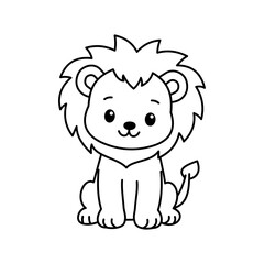 Cute cartoon Lion coloring book illustration vector design templates simple and modern