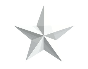 A five-pointed star rendered in shades of gray, with a simple, geometric design