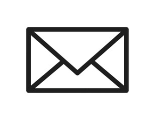 Simple black envelope icon with a white background, perfect for conveying mail or messaging concepts