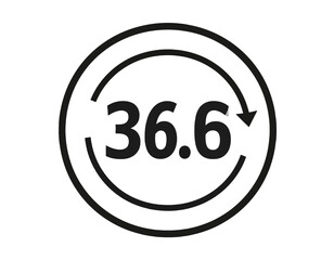 Obraz premium Black outline design on white, with the number 36.6 inside a circular arrow