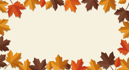 Autumn leaves border on a light cream background, creating a festive fall frame for text or design.