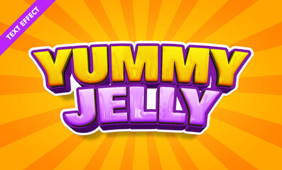 Yummy jelly editable text effect, bold 3d cartoon candy font, sweet food title design