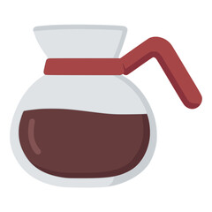 glass coffee pot drink beverage flat color vector illustration template design
