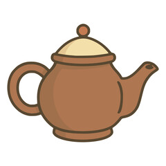 ceramic teapot kettle kitchen utensil drink beverage flat color vector illustration template design