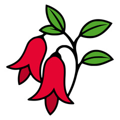 red copihue nature plant flower flat color vector illustration template design