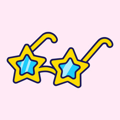sunglasses star shape accessories fashion beauty flat color vector illustration template design