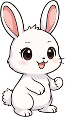 Obraz premium Cute Cartoon White Bunny Stan...