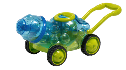 Holes Bubble Lawn Mower Toy Bubble Blower Maker Machine for Toddlers on Transparent Background