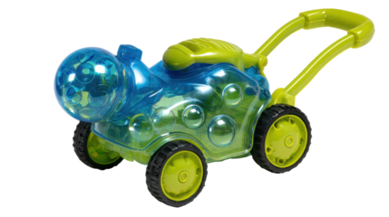 Holes Bubble Lawn Mower Toy Bubble Blower Maker Machine for Toddlers on Transparent Background