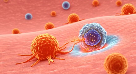 x-default Cancer Cell Attacking Immune Cell