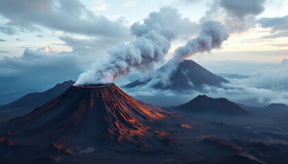 Majestic Volcanic Eruption at Sunrise