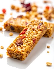 Delicious Homemade Granola Bars with Oats and Dried Fruit.