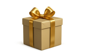 Obraz premium Golden gift box with bow on transparent background