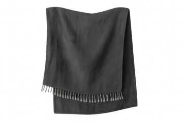 Dark gray linen throw blanket with tassels