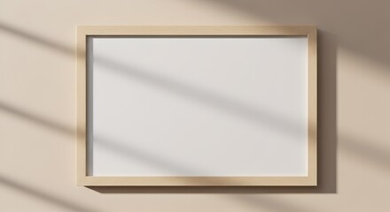 High-resolution beige frame mockup shot top-down with natural shadows, smooth texture, and professional minimalist presentation style.