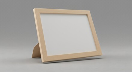 Fototapeta premium Floating beige frame mockup with soft shadows and elegant lighting.