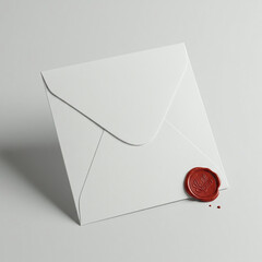 White Envelope Mockup with Red Wax Seal Stamp for Invitations