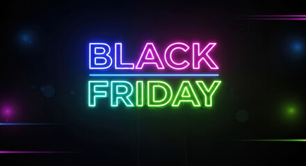 Neon sale advertisement for friday promotional event with special offer and discount deals available now