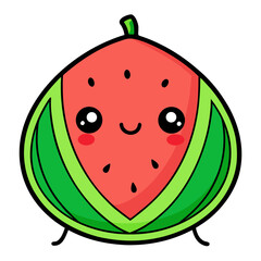 Obraz premium Cartoon Watermelon Line Art