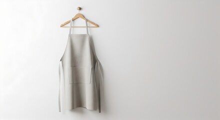 Natural cotton apron showing texture, folds, and stitching under soft lighting, perfect for branding visuals.