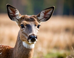 Portrait of a White-Tailed Deer in a Meadow.