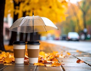 Autumn Coffee Break - Warm Drinks on a Rainy Fall Day.