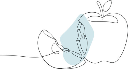 Abstract apple slice and whole fruit minimalist