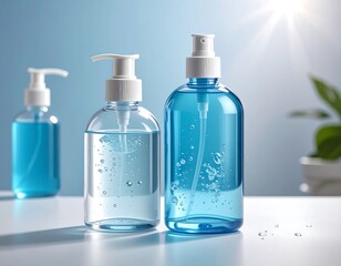 Hand Sanitizer Bottles - Cleanliness and Protection Against Germs.