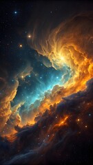 Vibrant Cosmic Nebula With Glowing Stars And Colorful Interstellar Clouds Creating Majestic Deep Space Scene