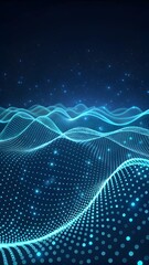 Futuristic Digital Wave Of Glowing Blue Dots And Lines Representing Technology Data Flow And Network Connection