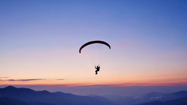 Paraglider over tropical island and blue lagoon