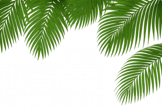 Green palm fronds forming a tropical border on transparent background, symbolizing nature and vacation - Powered by Adobe