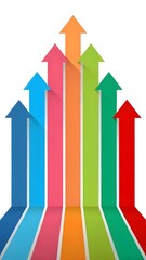 Colorful Upward Arrows Representing Growth Success And Progress Concept Perfect For Business Finance And Data Design
