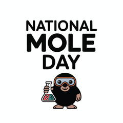 National Mole Day with Cute Mole and Laboratory Flask Design
