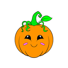 Cute orange pumpkin with a smiley face thanksgiving Halloween clip art