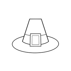 Pilgrim hat thanksgiving clip art hand drawn black and white