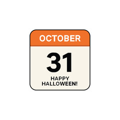 Simple Flat Design Calendar Icon Showing October 31st and 